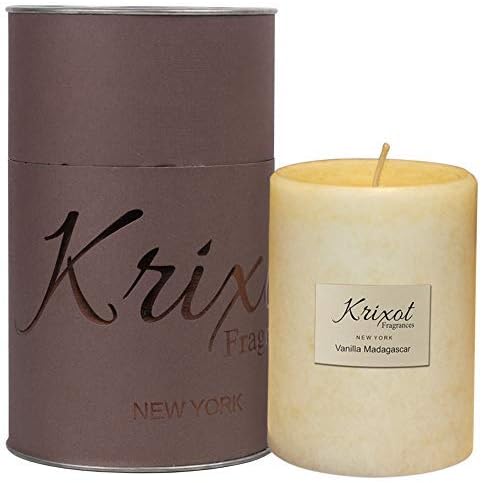 KRIXOT Scented Pillar Candles Set of 2 for Home Decor | Vanilla Madagascar in Mottled Design Finish Size 3" X 4" | Premium Fragrance Oil | Finest Wax Blend | 100% Cotton Wicks