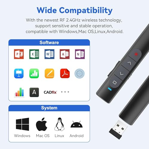 Wireless Presenter Präsentation, Presenter Powerpoint Fernbedienung Präsentationsfernbedienung Pointer Unterstützt Hyperlink/Lautstärkeregler