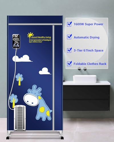 KASYDoFF Portable Clothes Dryer, 110V -1600W Clothes Dryer, 67Inch -3 Tier Foldable Clothes Dryers Rack, Energy Saving Portable Dryer for Apartment, Indoor, Travel, RV