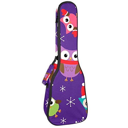 Sac rembourré mignon de Noël violet hibou de neige pour ukulélé ténor
