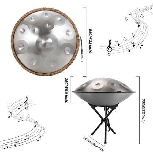 Handpan Drum 9/10/12 Notes 432Hz/440Hz D Minor 22 Inch Handpan Drum con bolsa suave para handpan, 2 mazos, soporte para handpan, sin polvo (Un color-12 notas (440Hz)) miniatura 3