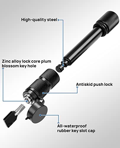 Joytutus Trailer Hitch Lock, 5/8" Dia 4” Long Pin, Fits 2",2-1/2" Or 3" Class Iii-V Receiver, With 2 Keys 2 O-Rings, For Trailer Truck Car Boat, Anti-Theft And Waterproof Towing Hitch Lock #TOP4