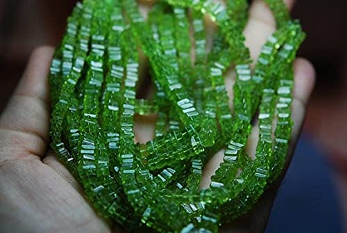 Peridot heishi cut square beads AAA pour éviter les pierres ternes en bijouterie