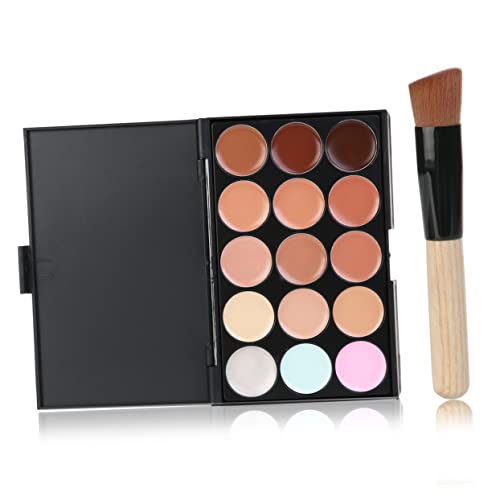 Healvian 15 paleta de cabeza oblicua corrector en crema base corrector de maquillaje pulseras heladas paleta de polvo corrector manchas y ojeras brocha base maquillaje paleta de maquillaje