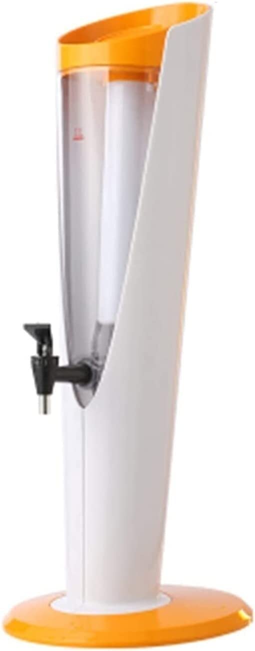HCZKIUJY Beer Dispenser, 3L Transparent Beverage Tower Dispenser, Party Beer Dispenser, With Colored Lights And Detachable Ice Tube (Yellow)
