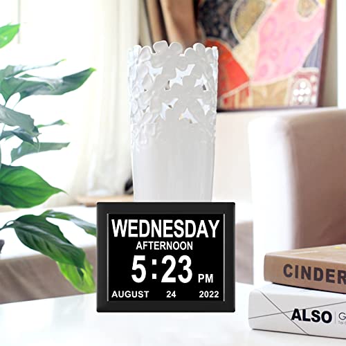 Digital Calendar Clock Date And Time Day Of The Week Clock 8 Alarm Options + Auto Dimming For Seniors Dementia Elderly Patients #TOP5