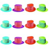 Fun Express Accordion Top Hat Party Hats Set of 12 - Colorful Mad Hatter Tea Party Decorations for Birthday Celebrations | Funny Costume Hats for Kids & Adults Circus Clown Events