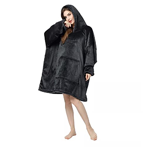 Image of Maharsh Oversized Hoodie Blanket Women Ultra Plush Fleece with Soft Sherpa Reversible Warm Cosy Comfy Wearable Hooded Giant Sweatshirt Throw for Girls Adults Men Boys Kids Big Pocket