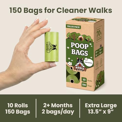 Image of Pogi's Dog Poop Bags - Leak-Proof & Extra Thick Pet Waste Bags (Unscented, 10 Rolls, 150-Count)