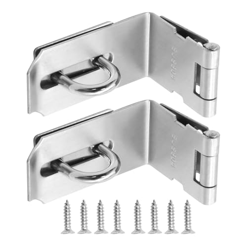 Image of Anxingo 2Pcs 1.96Inch Hasp Latch, 90 Degree Solid 304 Stainless Steel File Cabinet Lock Desk Drawer Lock, Safe Security Padlock Latch Hasp Lock for Personal Privacy