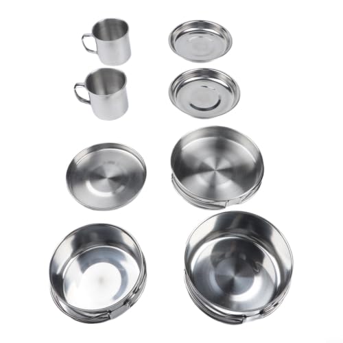 8-Piece Stainless Steel Camping Cookware Set for 5-6 People