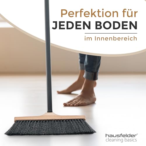 Hausfelder Besen Set, Zimmerbesen 30 cm breit mit Stiel für innen + Straßenbesen 40 cm breit mit Stiel für Außen, Stubenbesen und Gartenbesen, Indoor und Outdoor – Bild 7