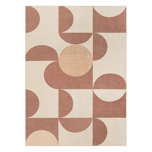 Tapis de salon moderne résistant aux taches crème marron - 3