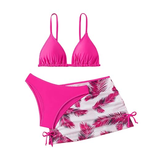Maillot de bain 3 pièces fille avec jupe de natation imprimé tendance
