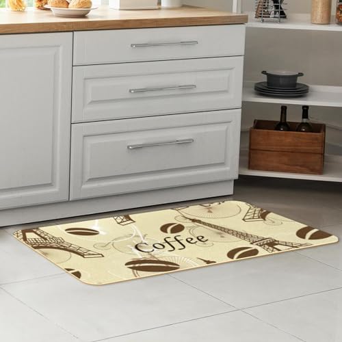 Alfombrillas de cocina con base antideslizante, pack de 2 alfombras lavables color café 7
