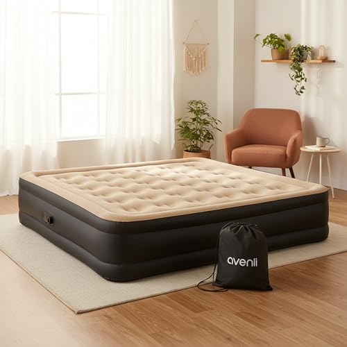 Miniatura 5 de Avenli Colchón Hinchable Autohinchable Matrimonio 203x157x47 Cm, Cama Hinchable Doble 2 Personas Con Bomba Eléctrica Integrada Hasta 300 Kg, Camping Y Cama Supletoria, Coil-Beam, Beige