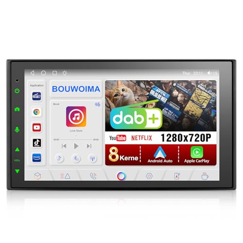 DAB Autoradio mit Bildschirm Android Doppel Din Radio Wireless Carplay Android Auto 8-Core 2G+32G 7 Zoll Car Play Auto Radio 2 Din Touch Display mit Navi DAB Plus Bluetooth GPS WiFi AM/FM/RDS