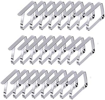 qinnsou 24 Pack Outdoor Tablecloth Clips Large Table Cover Clamps for 2 Inch Thick Tables, Flexible Stainless Steel Picnic Table Cloth Clips Holders