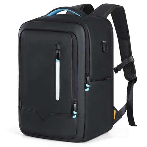 Ponhog Business Backpack for Men,17 inch laptop Backpack Carry on Flight Approved Teach Professional Computer Backpacks with USB Charging Port For Work Travel Commute College Black