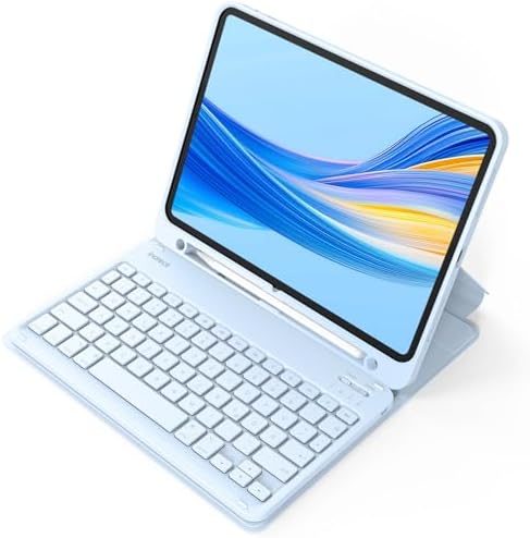 Inateck Hülle mit Tastatur für iPad 11(A16)/10. Gen, abnehmbar | Kompatibel mit iPad Air 11" M4 2026/M3/M2, Air 5/4, Pro 11", Stifthalter, 3 Neigungen, Classic, Blau