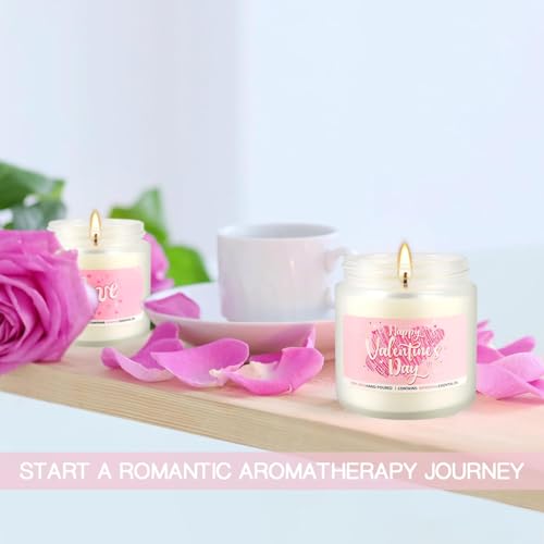 Image of Valentine's Day Pink Scented Candles-12Pcs 3.5oz Each-Natural Plant Essential Oils & Cotton Wick, Aromatherapy Candle for Relaxing Stress Relief, Home Decor & Romantic Gifts for Her.