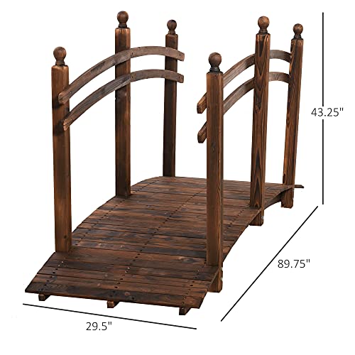 Aosom US844-3260131 Outsunny 7.5' Fir Wood Garden Bridge Arc Walkway thumb #4