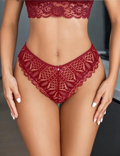 Image of Avidlove Womens Underwear Lace Cheeky Panties Criss Cross Back Bikini Thongs Sexy Undies