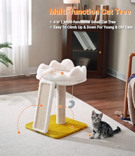 Happi N Pets New Cloud Cat Tree Tower — top-down angle highlighting key features