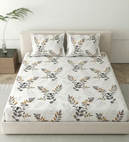 Image of Mafatlal 186 TC Metro Cotton Double Bed Bedsheet | 90x100 Inch|Soft, Breathable & Lightweight | Includes 2 Pillow Covers| Cool Grey 1