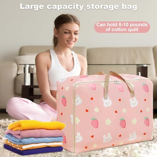 Marjoramy 2 Piezas Bolsa de Almacenamiento Grande de 84 L con Cremalleras, Bolsa Almacenaje Ropa, Bolsas para Casa de Mudanza, Bolsas para Guardar Edredones, Bolsas Mudanza con Asa para Ropa de Cama - imagen 6