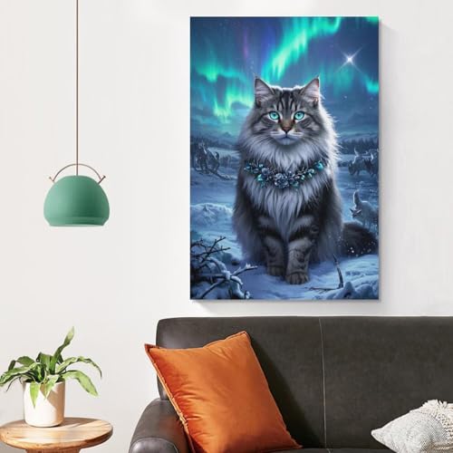 Cuadro en lienzo de gato forestal noruego 50x75cm para salon 4