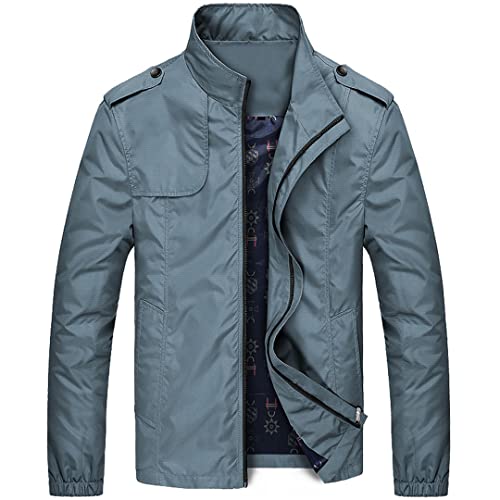 Veste bomber décontractée pour homme M bleu coupe-vent moto