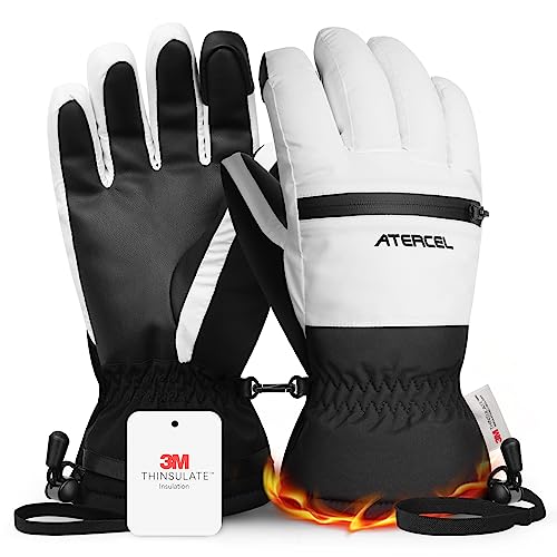 ATERCEL Guantes de esquí impermeables, cálidos guantes Thinsulate 3M, pantalla táctil, ideales para hombres y mujeres en esquí, snowboard, motos de nieve, senderismo y otras actividades al aire libre
