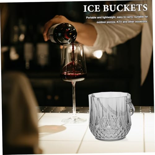 Cubo pequeño para hielo de plástico transparente y portátil para bares y discotecas 5