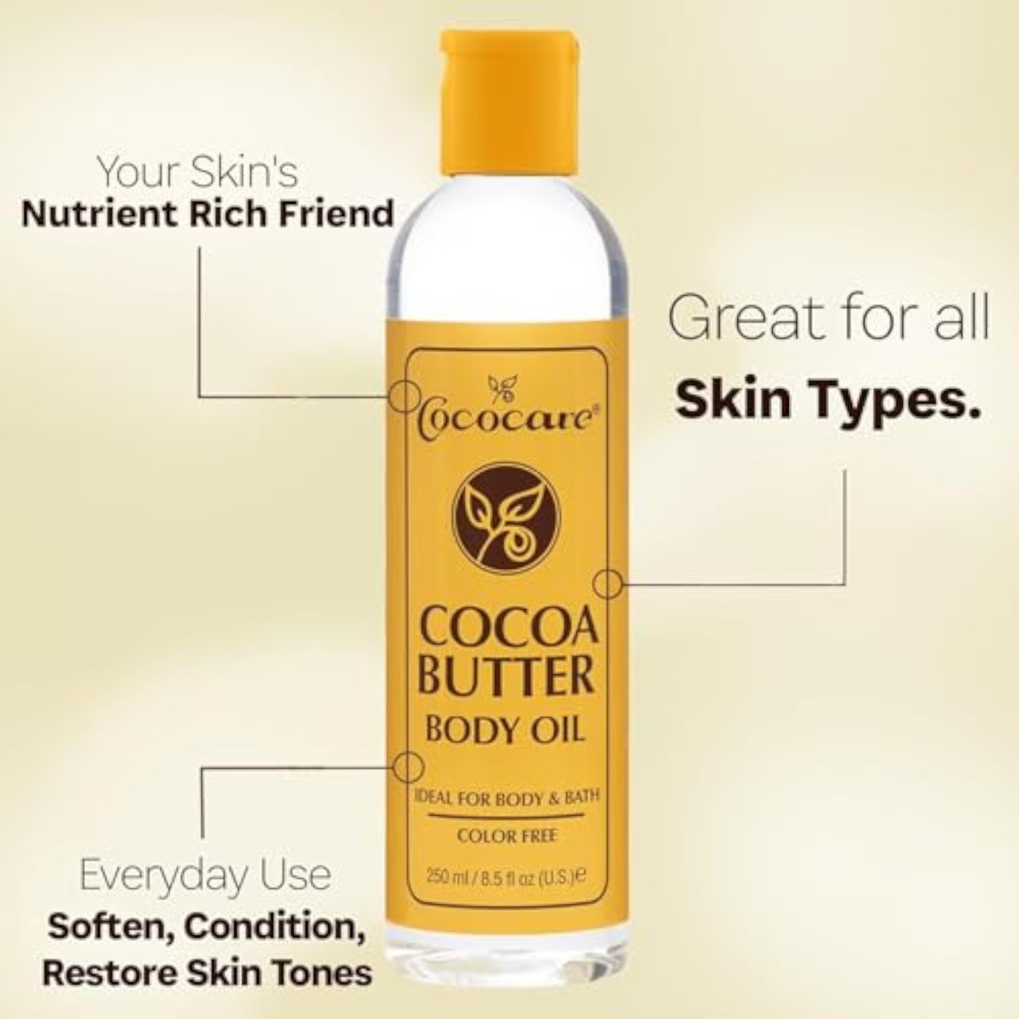Cocoa Butter Body Oil 8.5oz, Moisturizing Gift
