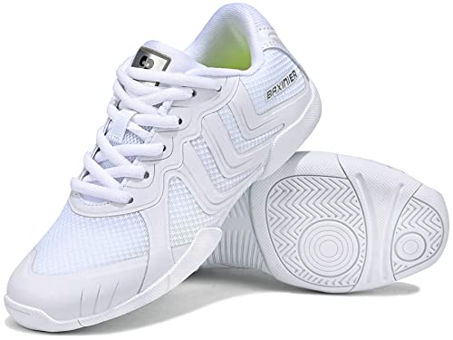Tuotom Girls White Cheer Shoes Youth Competition Cheerleading Dance Sneakers Women Breathable Athletic Training Tennis, White, 1 Little Kid #TOP6