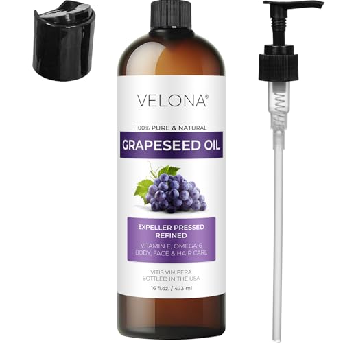 velona Grapeseed Oil 16 fl oz | 100% Pure and Natural Carrier Oil | Refined, Cold pressed | Skin, Face, Body, Hair Care | Use Today - Enjoy Results