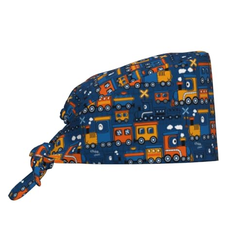 Gorro médico ajustable para hombre y mujer, diseño de tren de vapor, gorro quirúrgico para hombre y mujer, gorro de enfermera con diadema absorbente, color negro
