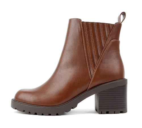 Soda “Wisely” ~ Women Round Toe Finger Gore Lug Sole Low Heel Ankle Boot