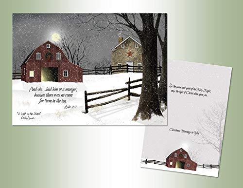 Performing Arts Winter Barn Christmas Cards Boxed Set - Pack of 16 Rustic Winter Farmhouse Holiday Greeting Cards with Envelopes - Soft Touch Velvet Finish and Vintage Snow Scene - Made in USA