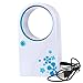 Price comparison product image Bladeless USB Mini Fan Handheld Battery Operated Desktop No Leaf Air Conditioning Cooling Fan, Blue