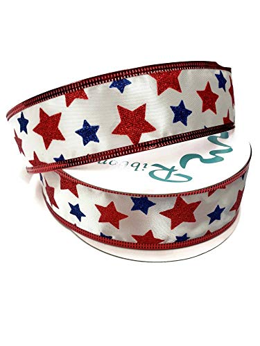 #9 Patriotic Stars on Satin Wired Ribbon