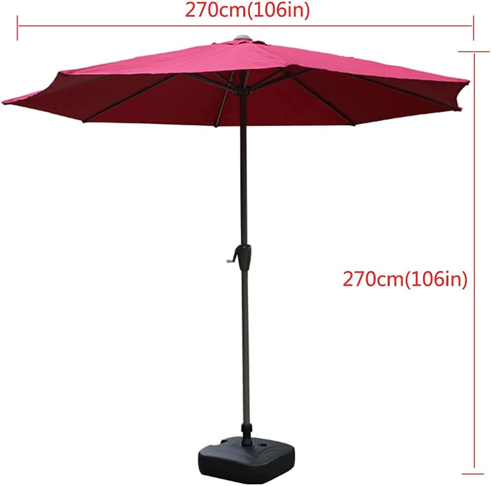Balcony Parasol Shade Parasol Patio Umbrella, 270cm Rose Red with Crank Handle Table Market Umbrella, Round Garden Parasol Cafe Store Wedding Party Beach good