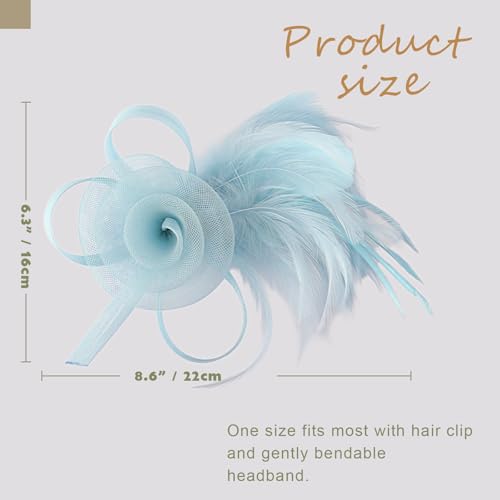 Image of DRESHOW Fascinators Hats for Women Tea Party Fascinator Hats Vintage 50s Headwear Cocktail Wedding Church Derby Hat