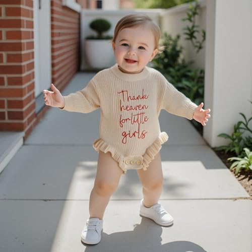 Baby Girl Knit Sweater Romper Thank Heaven for Little Girls Romper Knitted Sweatshirt Onesie Fall Winter Clothes2
