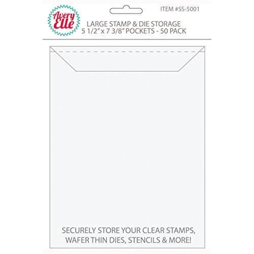 Image of Avery Elle SS-5001 Stamp & Die Storage Pockets 50 /Pkg Large 5 inch x 7 3 /8 inch, White /Clear, Single Pack (Pack of 2)