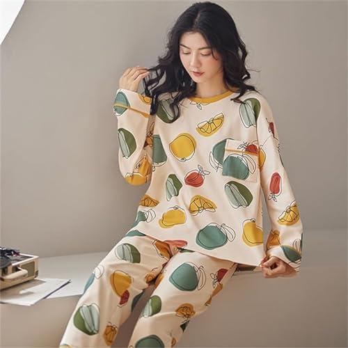 Big Girl Teens Cotton Soft Pajamas Sleepwear Casual Print Long Sleeve Pullover With Pant Loungewear Pjs Lounge Set3