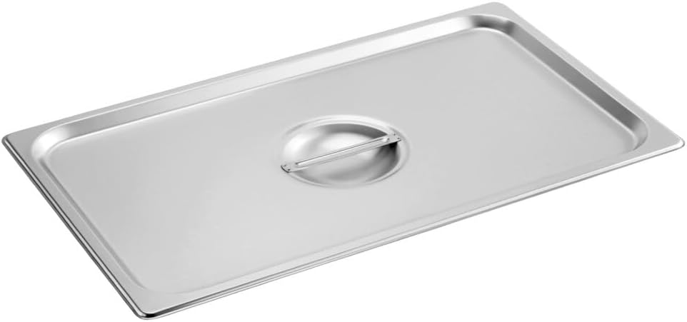 New Star Foodservice Full Size Steam Table Pan Cover, Solid, 18/8 Stainless Steel, 24-Gauge