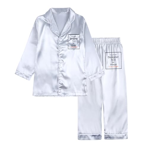 MYGBCPJS Customized Kids Satin Pajamas Set Boys Girls Custom Personalized Shorts Sleeve PJS Tops + Pants Suit Add Own Design