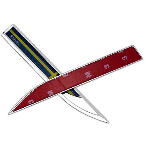 Image of 1 Set Swedish Flag Sweden Cross Logo Car Fender Side Left and Right Metal Sticker Decal Emblem Badge for SAAB